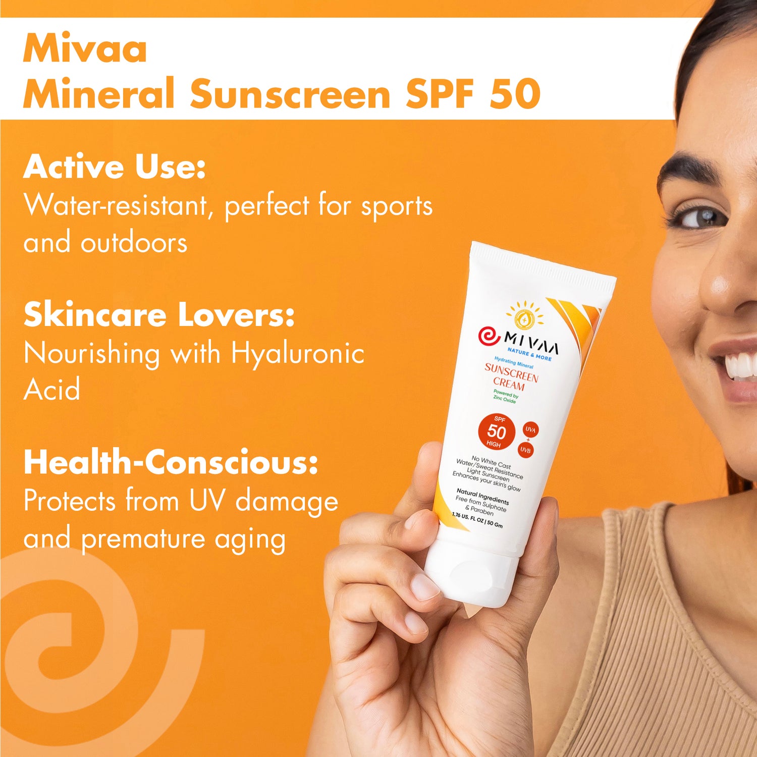 Mivaa Moisturizing Mineral Sunscreen SPF 50 with Zinc Oxide