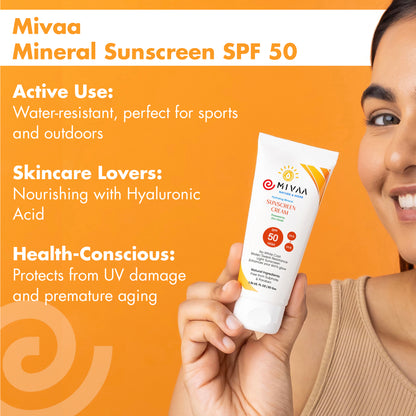 Mivaa Moisturizing Mineral Sunscreen SPF 50 with Zinc Oxide