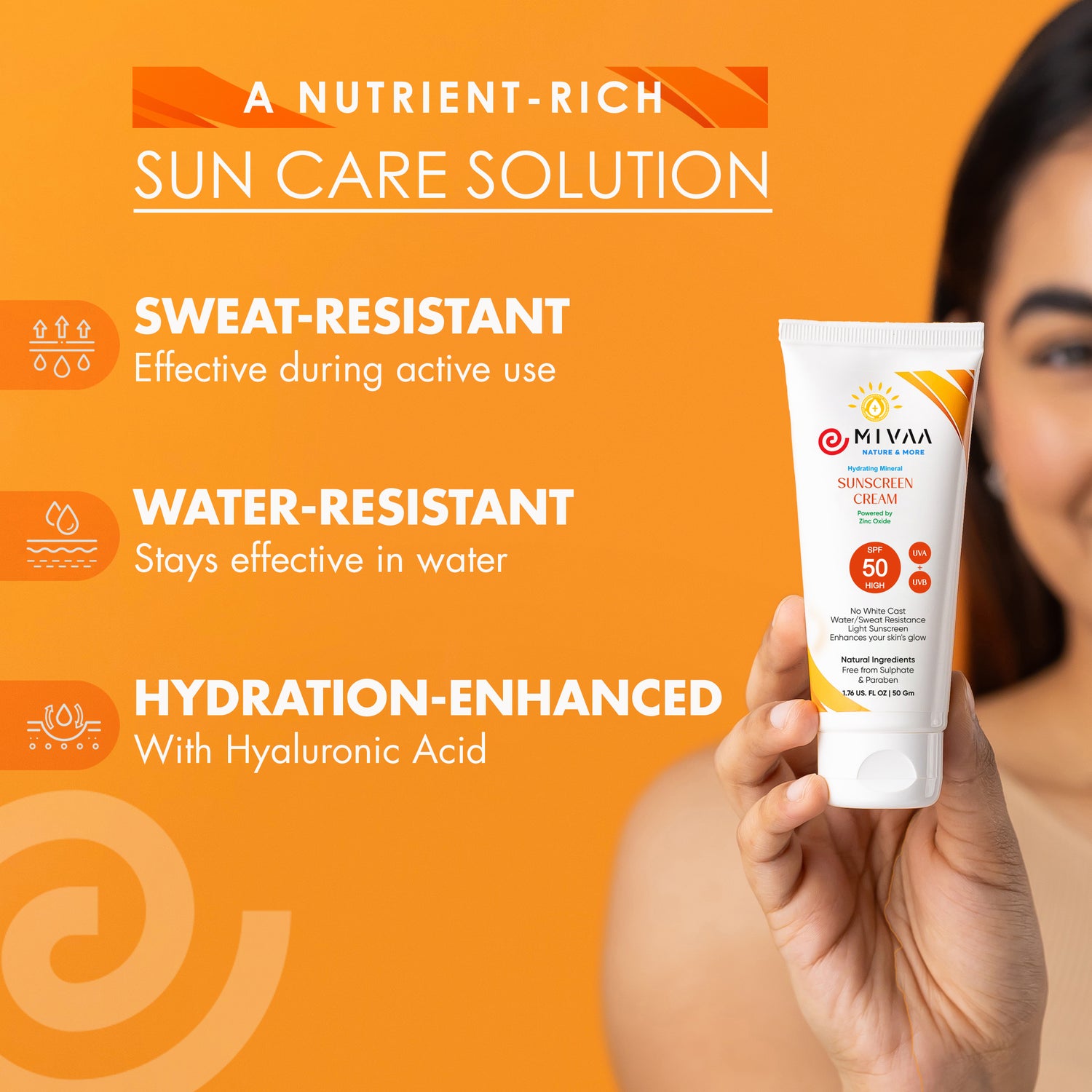 Mivaa Moisturizing Mineral Sunscreen SPF 50 with Zinc Oxide